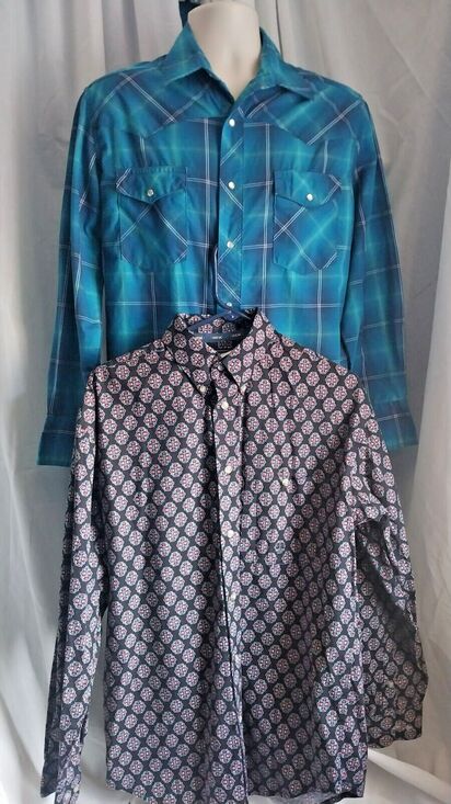 Wrangler Other - Wrangler Mens Set of 2 Western Cowboy Long Sleeve Button Down Shirt Medium